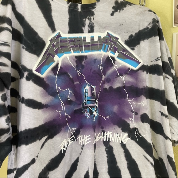 NEW Metallica Ride The Lightening Tie Dye Tiger Band Tee T-Shirt XL Metal Logo - Picture 3 of 6